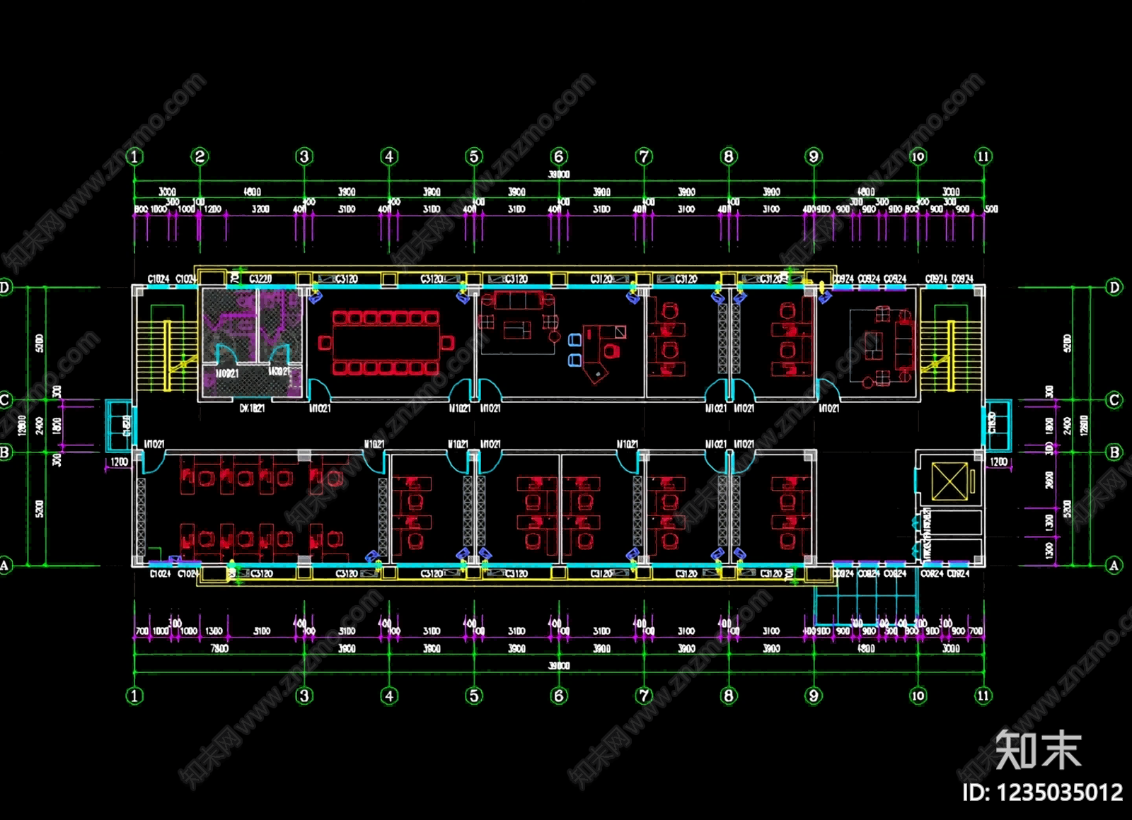整体办公空间cad施工图下载【ID:1235035012】