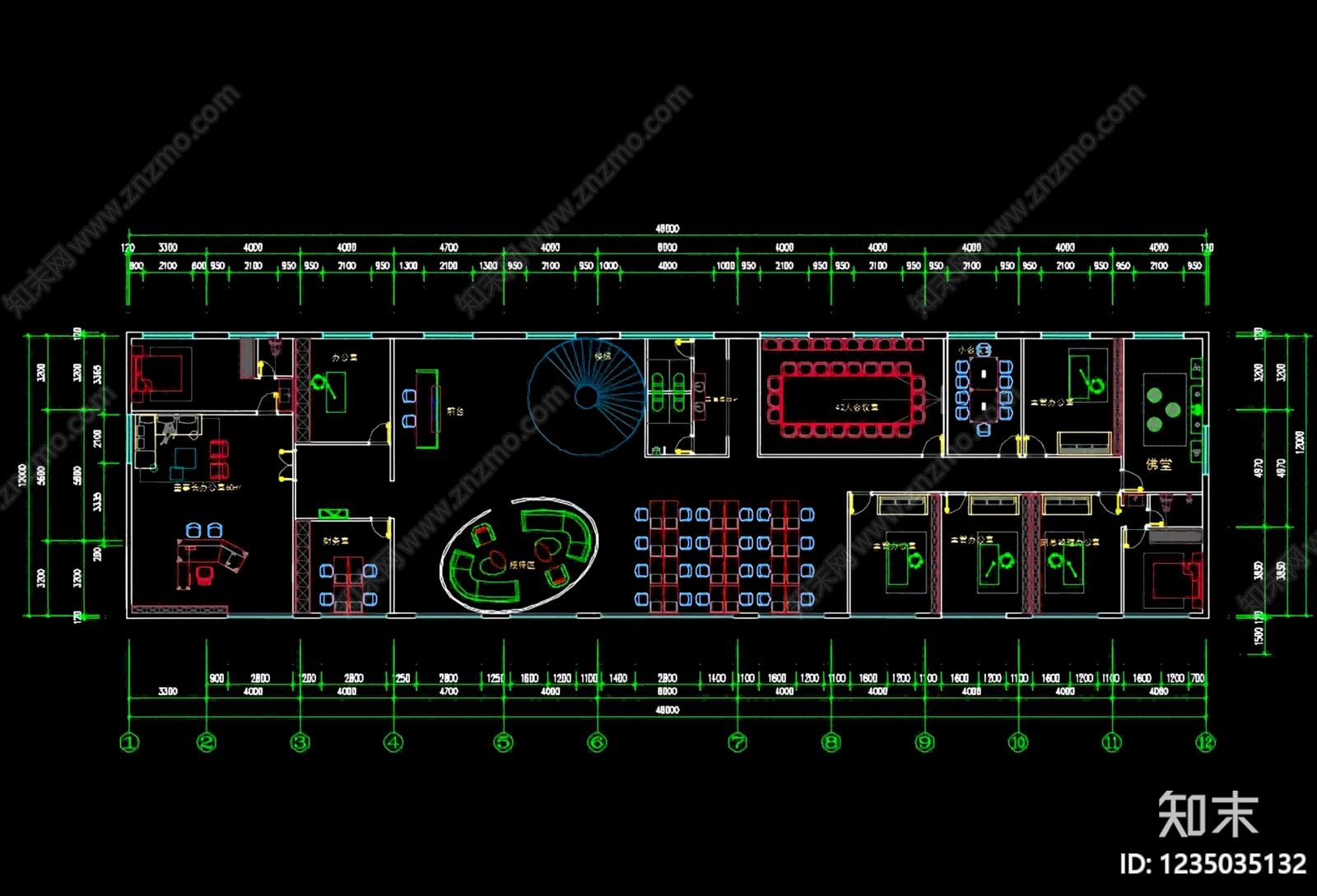 整体办公空间cad施工图下载【ID:1235035132】