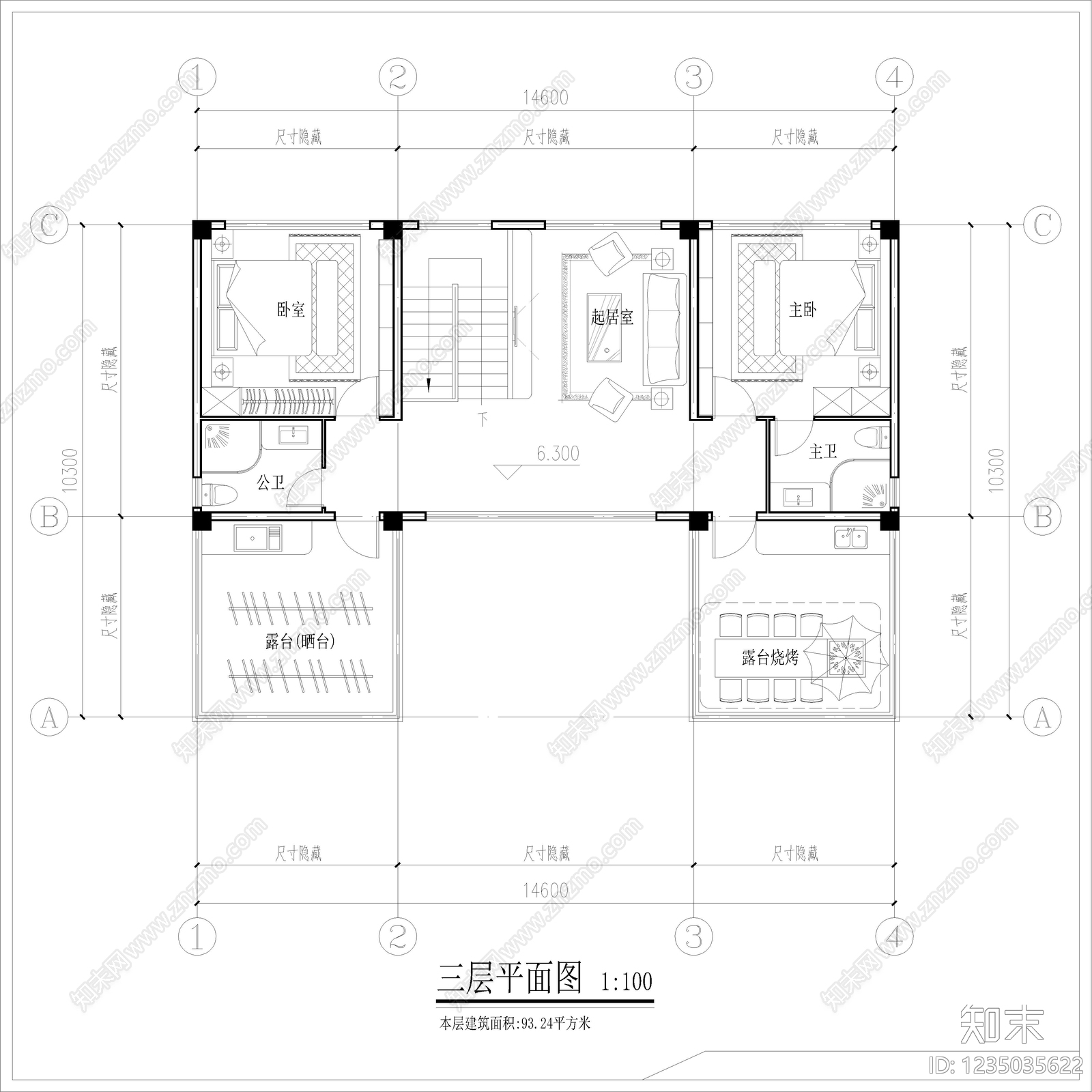 别墅建筑cad施工图下载【ID:1235035622】