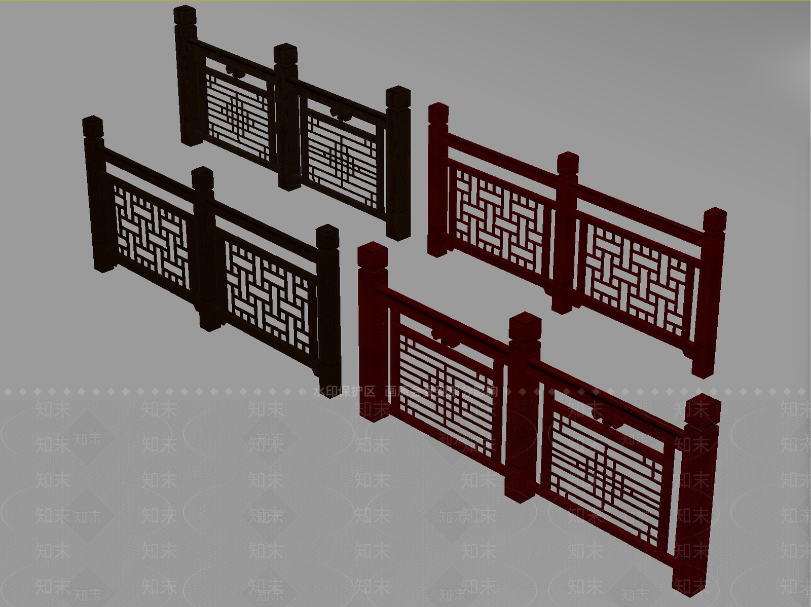 新中式栏杆3D模型下载【ID:1235035433】