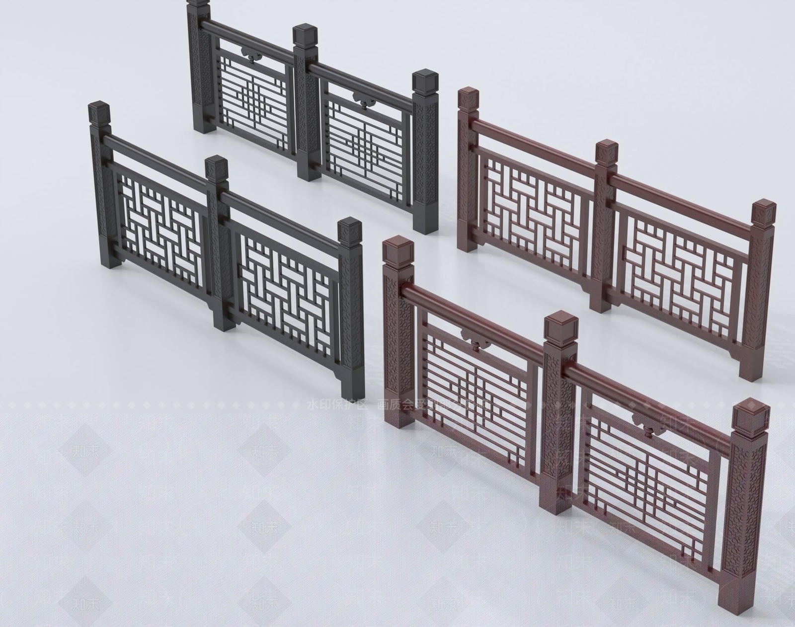 新中式栏杆3D模型下载【ID:1235035433】