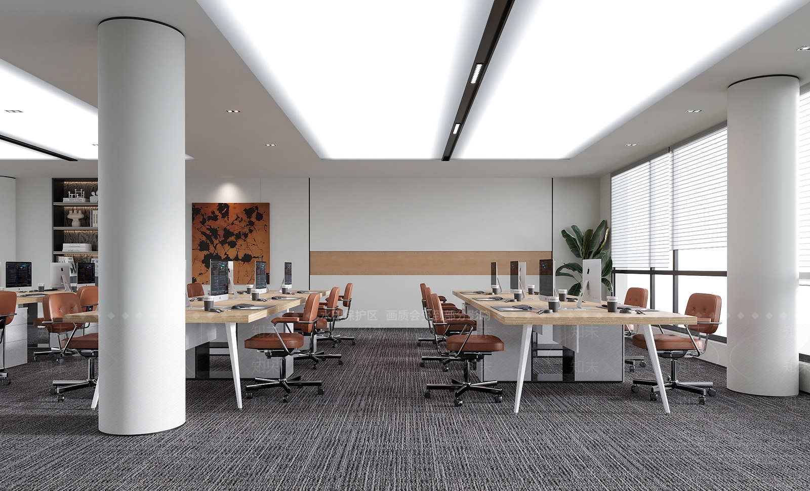 现代简约办公区3D模型下载【ID:1235038795】