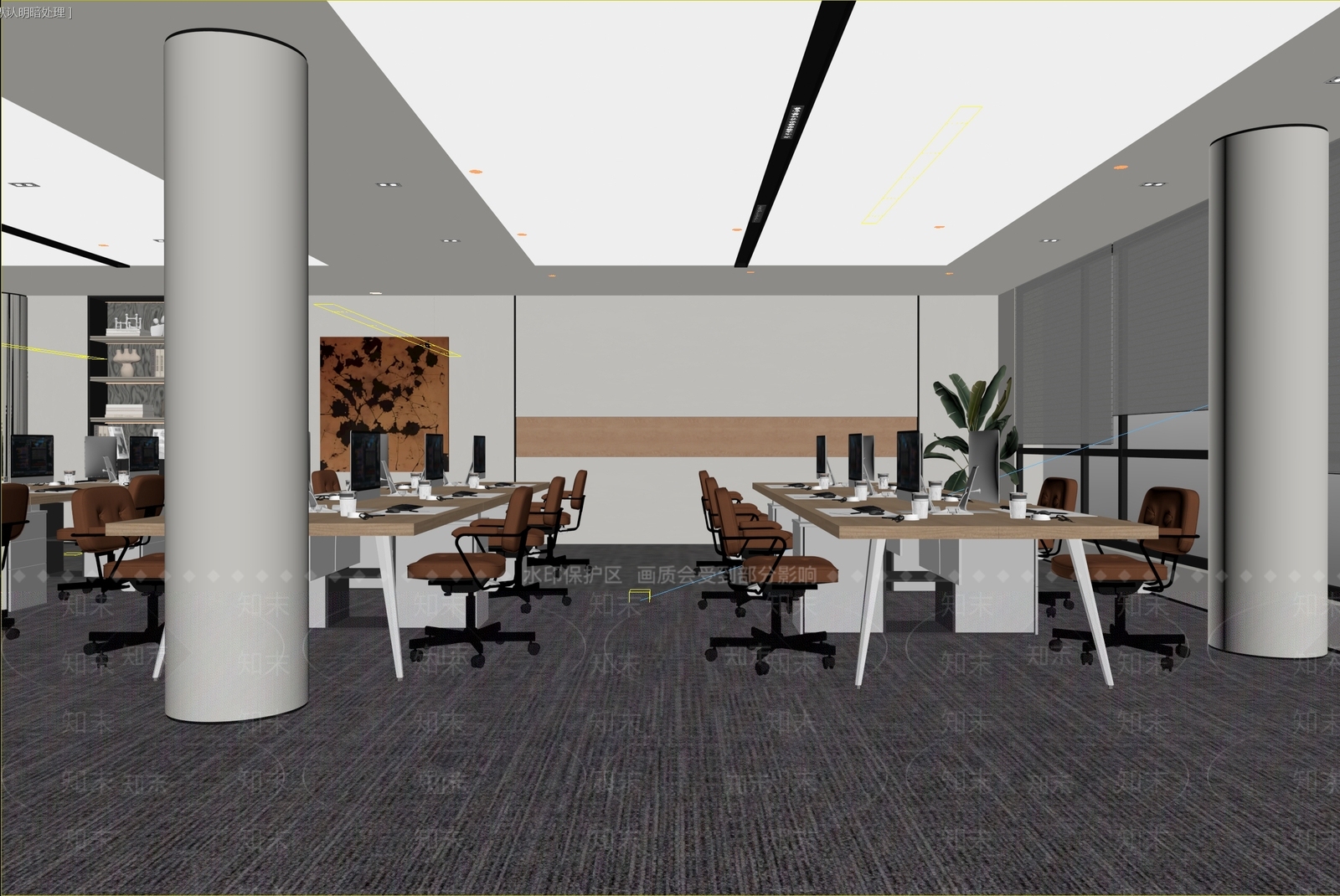 现代简约办公区3D模型下载【ID:1235038795】