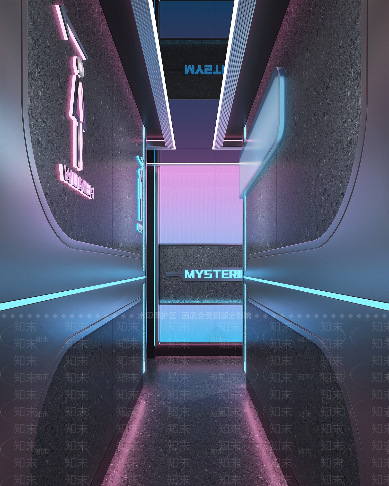 赛博朋克风公共卫生间3D模型下载【ID:1235041596】