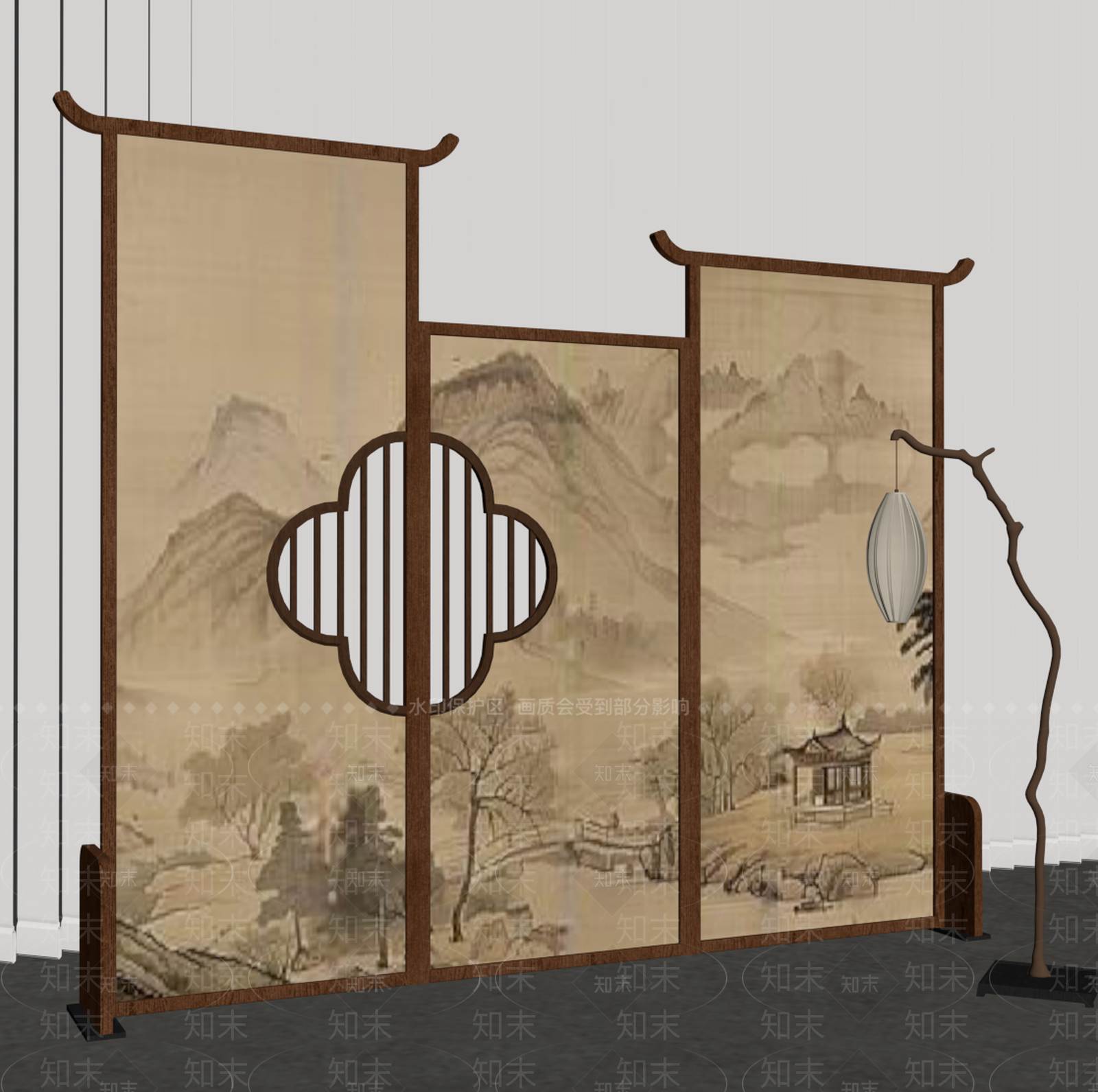 新中式屏风3D模型下载【ID:1235041770】