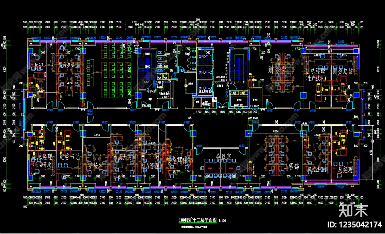 整体办公空间cad施工图下载【ID:1235042174】