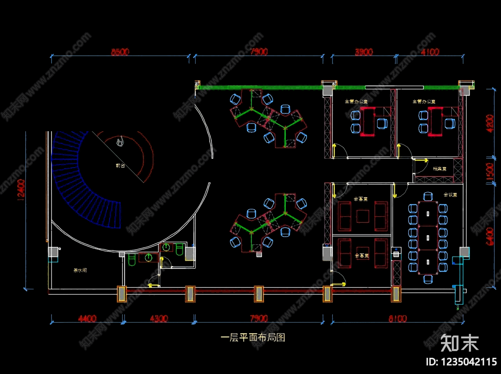 整体办公空间cad施工图下载【ID:1235042115】