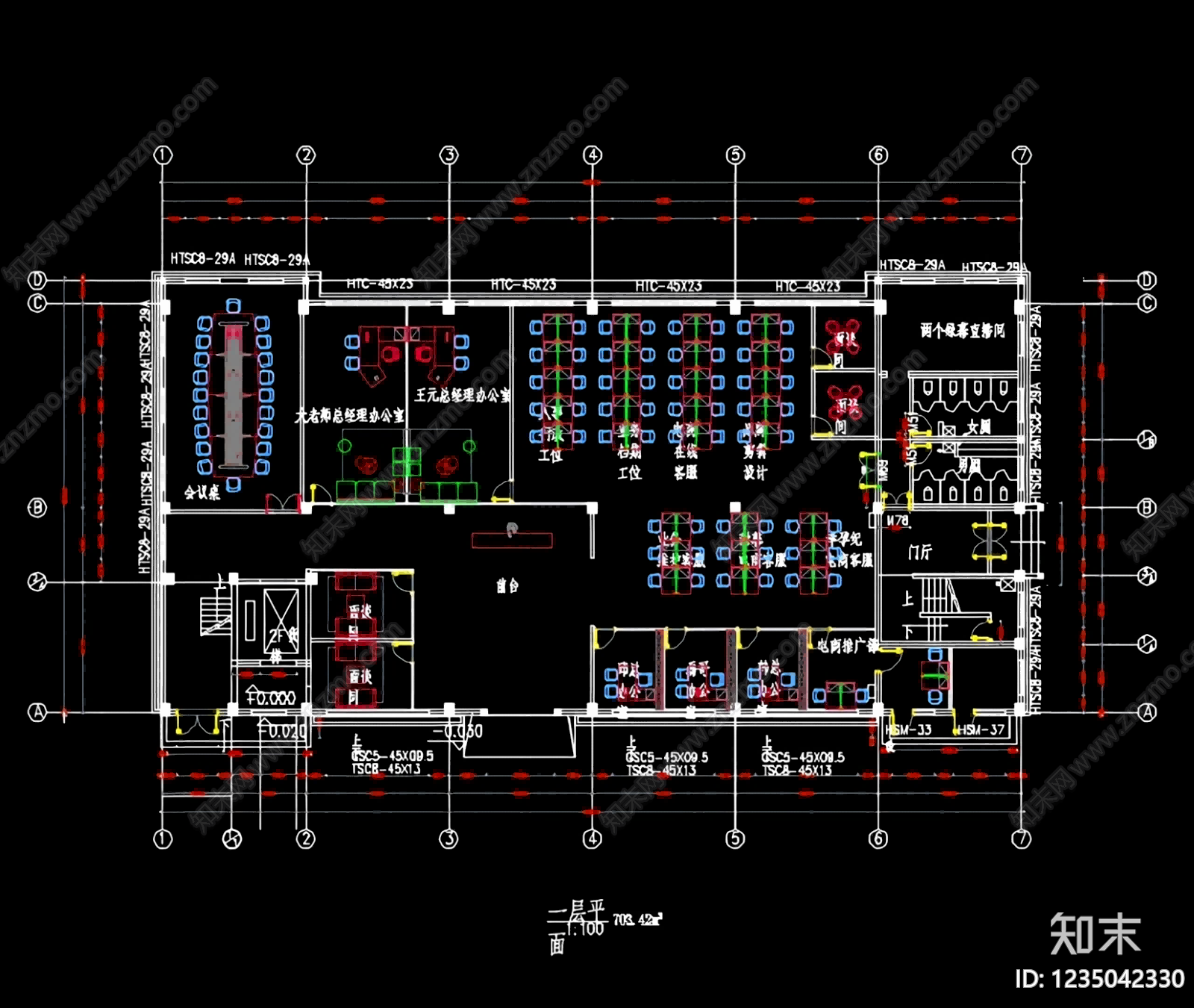 整体办公空间cad施工图下载【ID:1235042330】