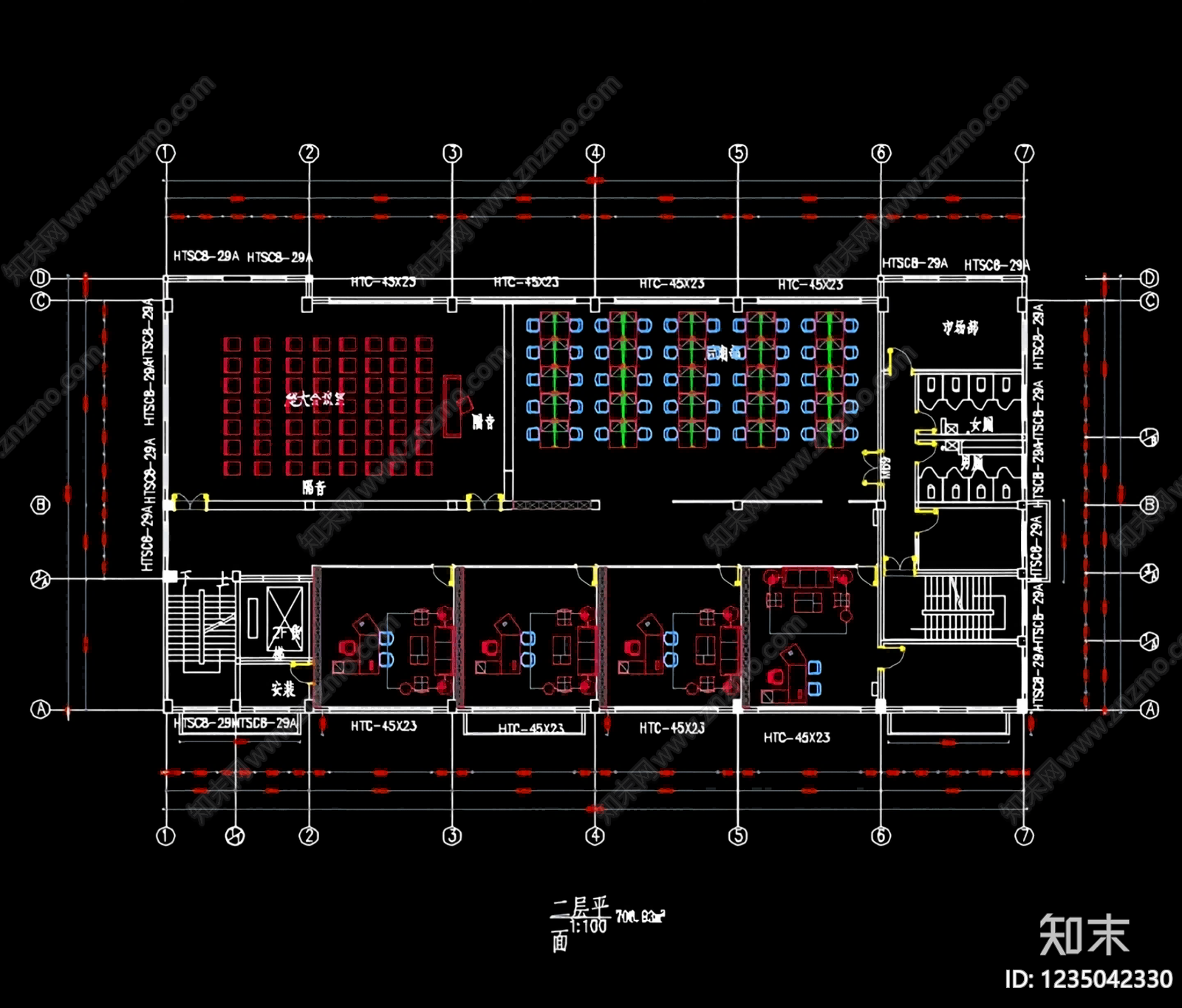 整体办公空间cad施工图下载【ID:1235042330】