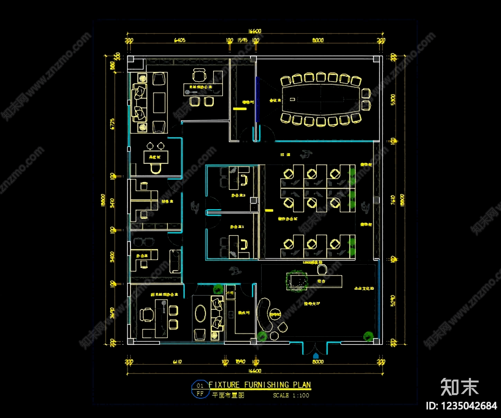 整体办公空间cad施工图下载【ID:1235042684】
