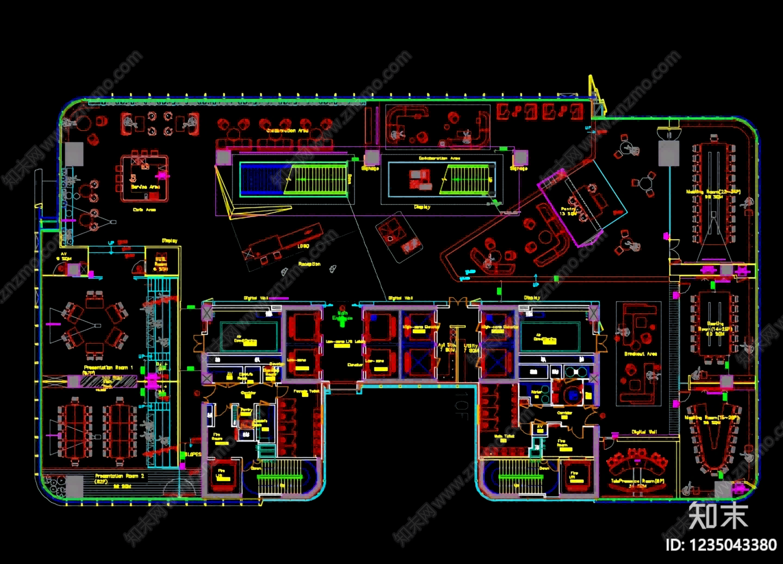 整体办公空间cad施工图下载【ID:1235043380】