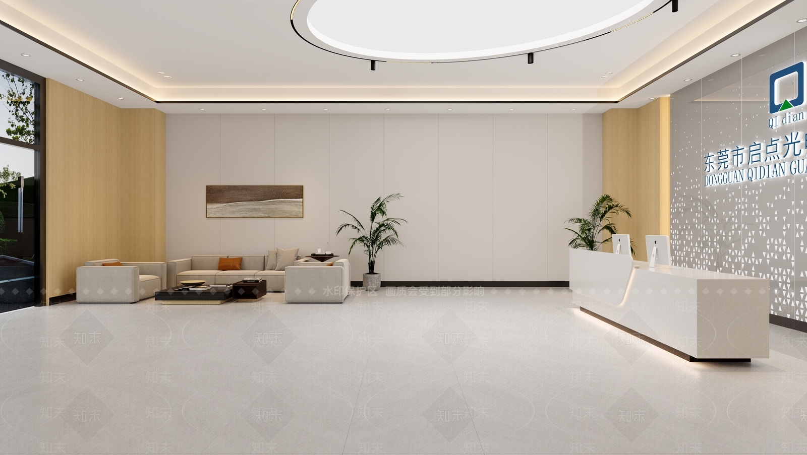 现代简约办公大厅3D模型下载【ID:1235046031】
