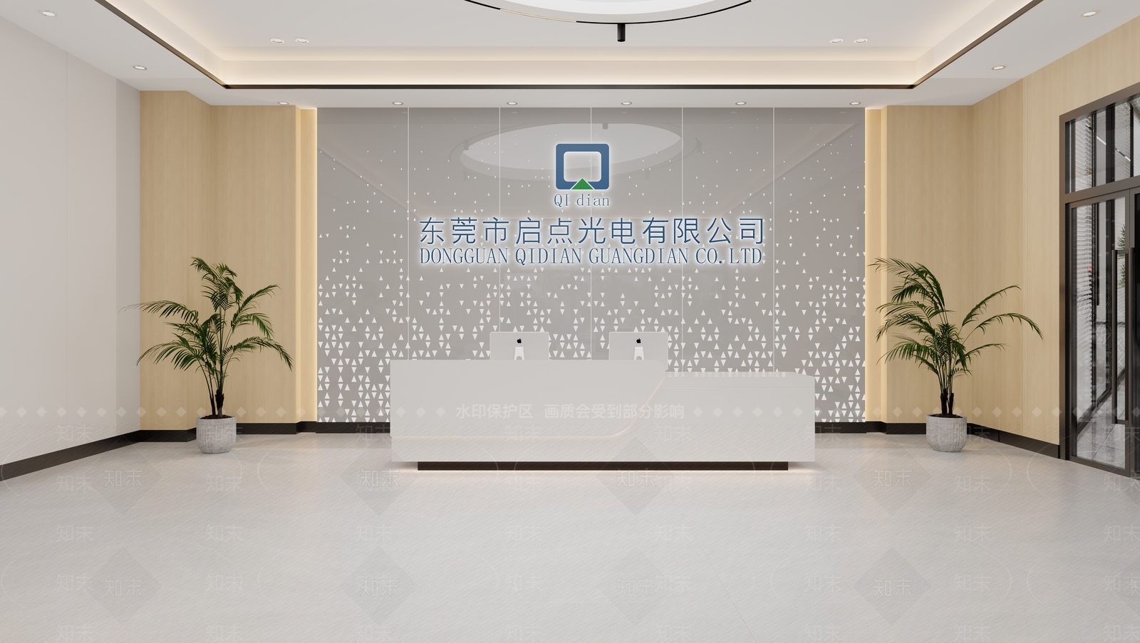 现代简约办公大厅3D模型下载【ID:1235046031】
