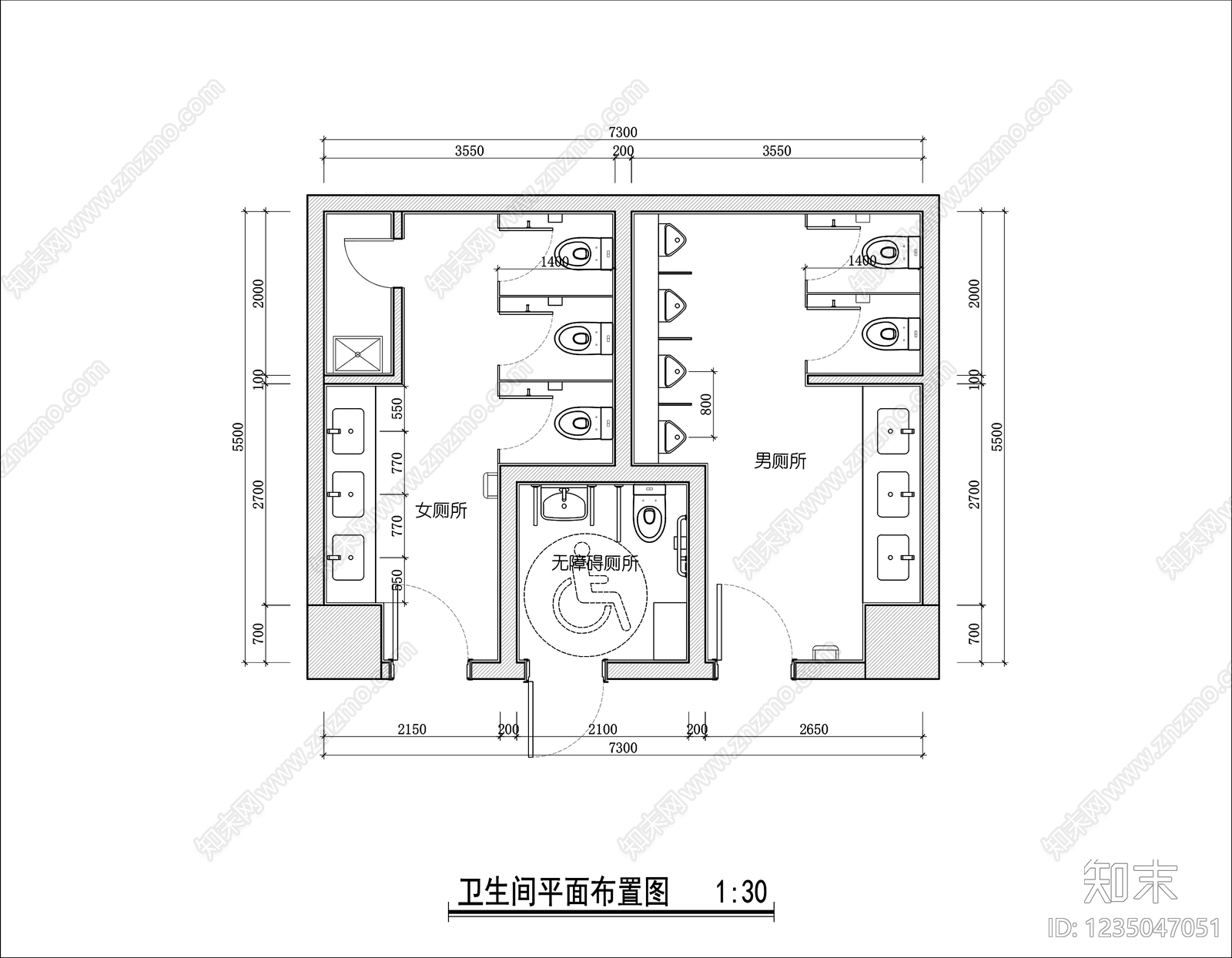 公共卫生间CAD图纸