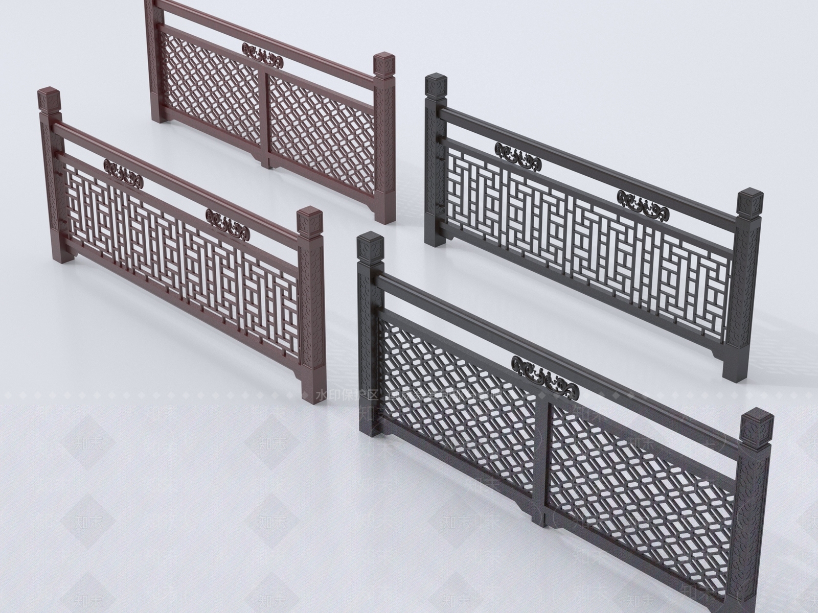 新中式栏杆3D模型下载【ID:1235047049】