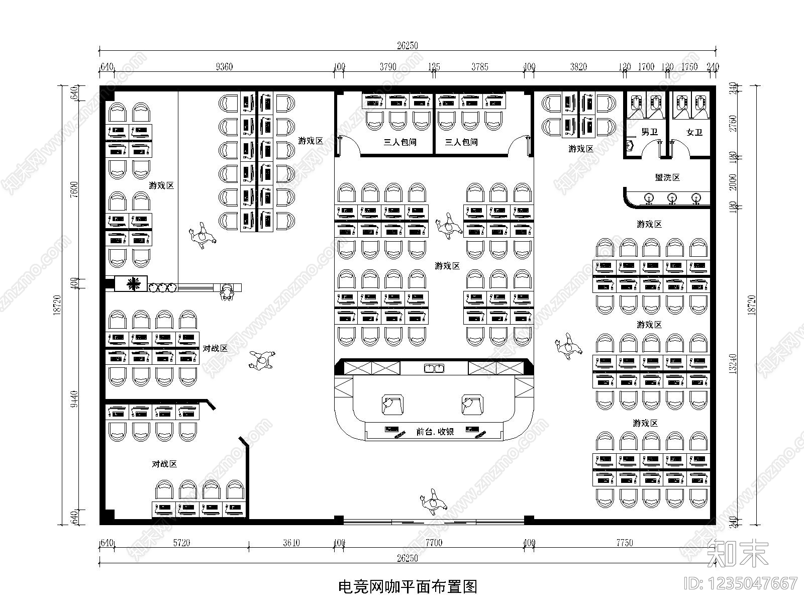 网吧cad施工图下载【ID:1235047667】