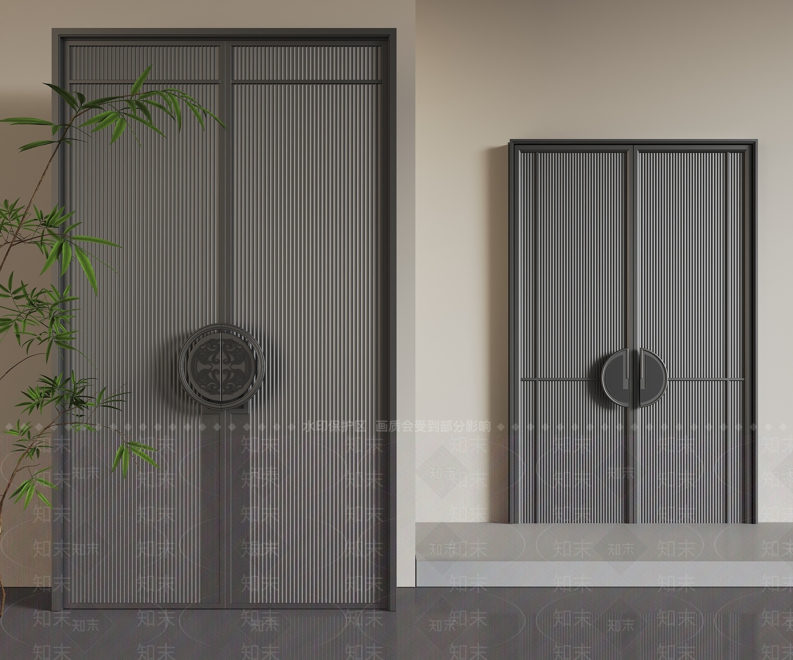 新中式门组合3D模型下载【ID:1235054525】