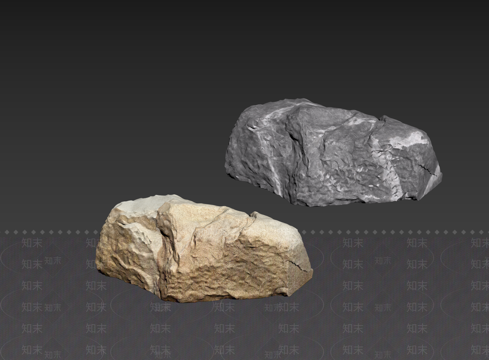 侘寂石头3D模型下载【ID:1235067309】