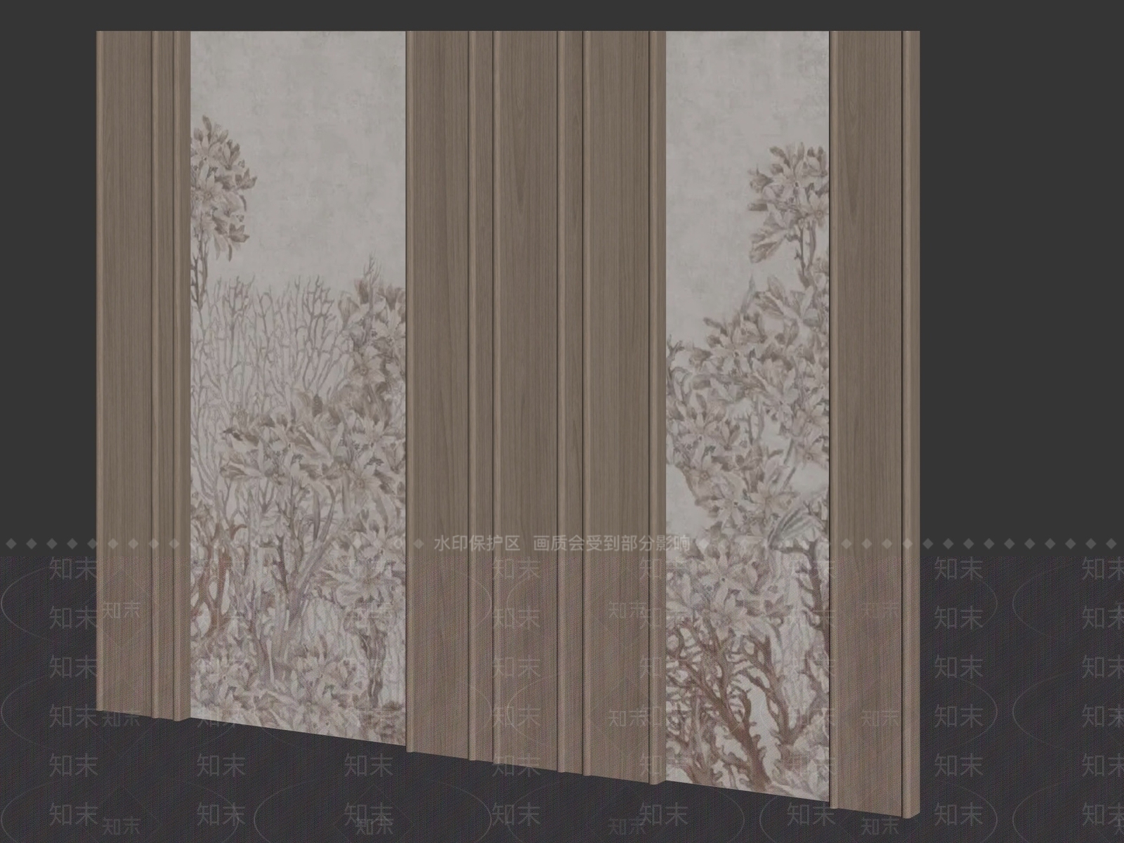 新中式护墙板3D模型下载【ID:1235092847】