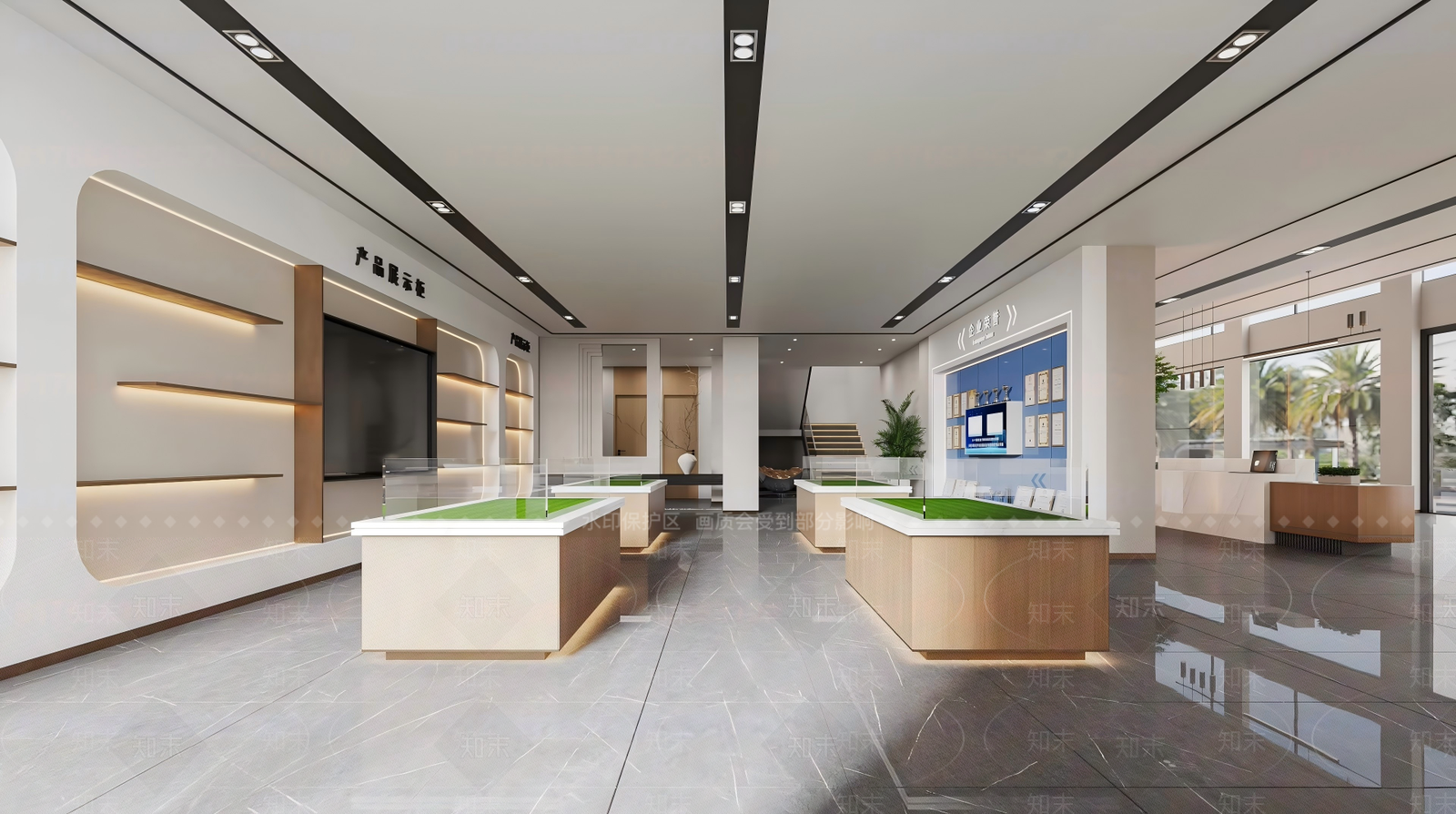 现代简约办公大厅3D模型下载【ID:1235093409】