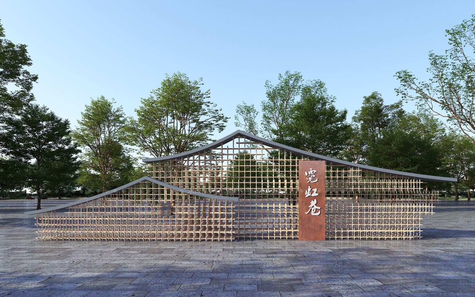 新中式景观景墙3D模型下载【ID:1235094173】