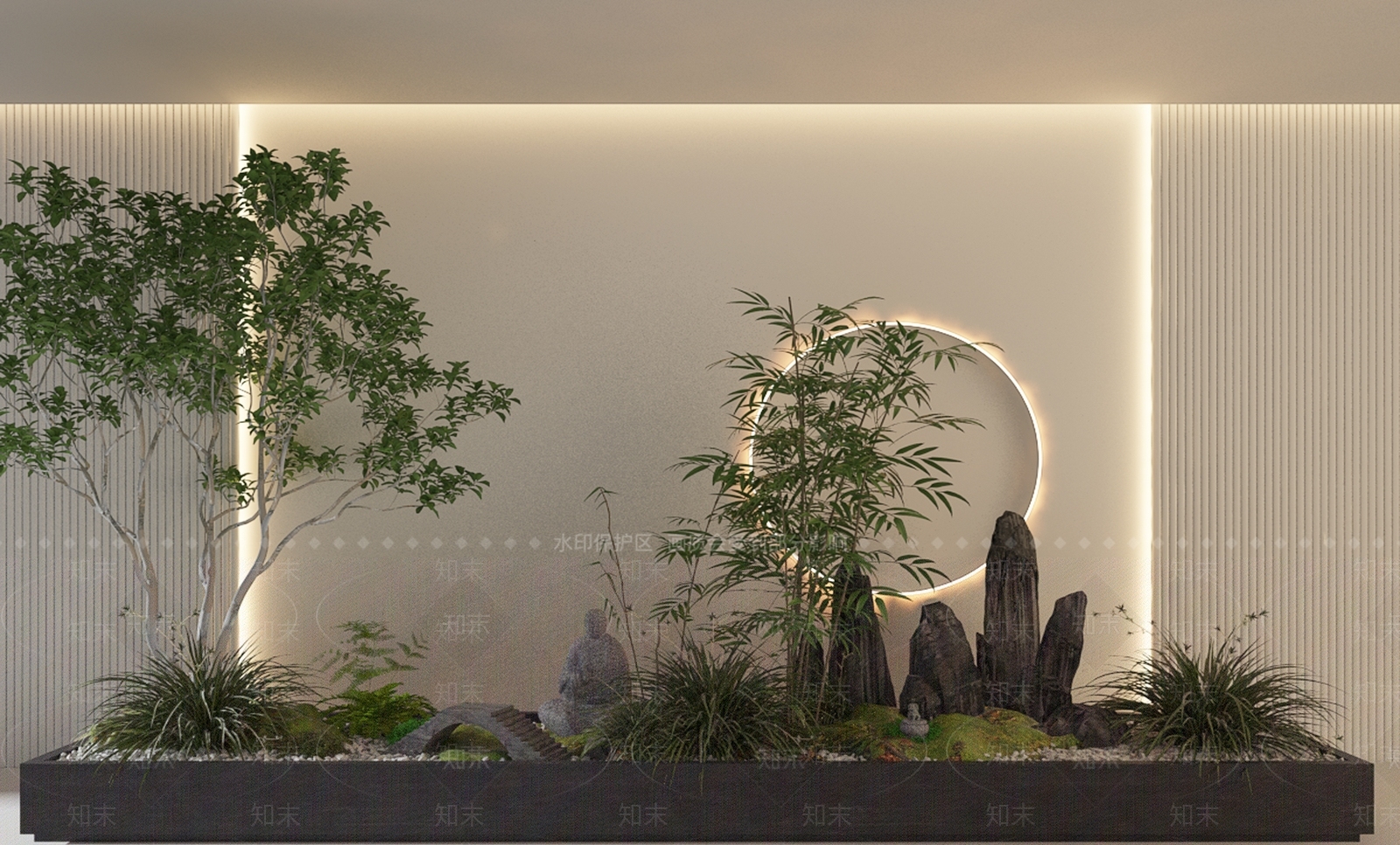 新中式景观室内景观3D模型下载【ID:1235094962】