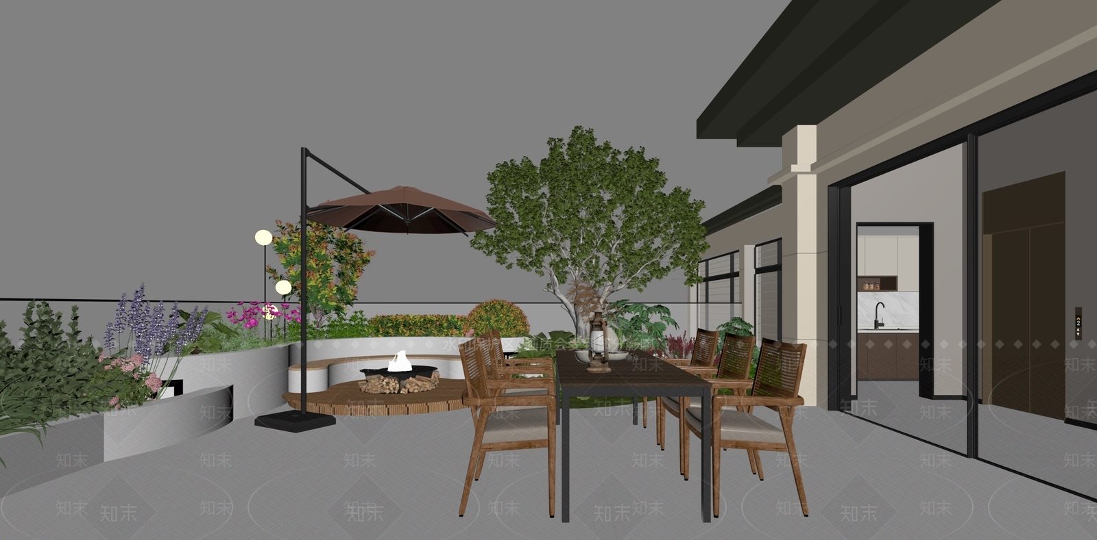 现代屋顶花园3D模型下载【ID:1235098622】