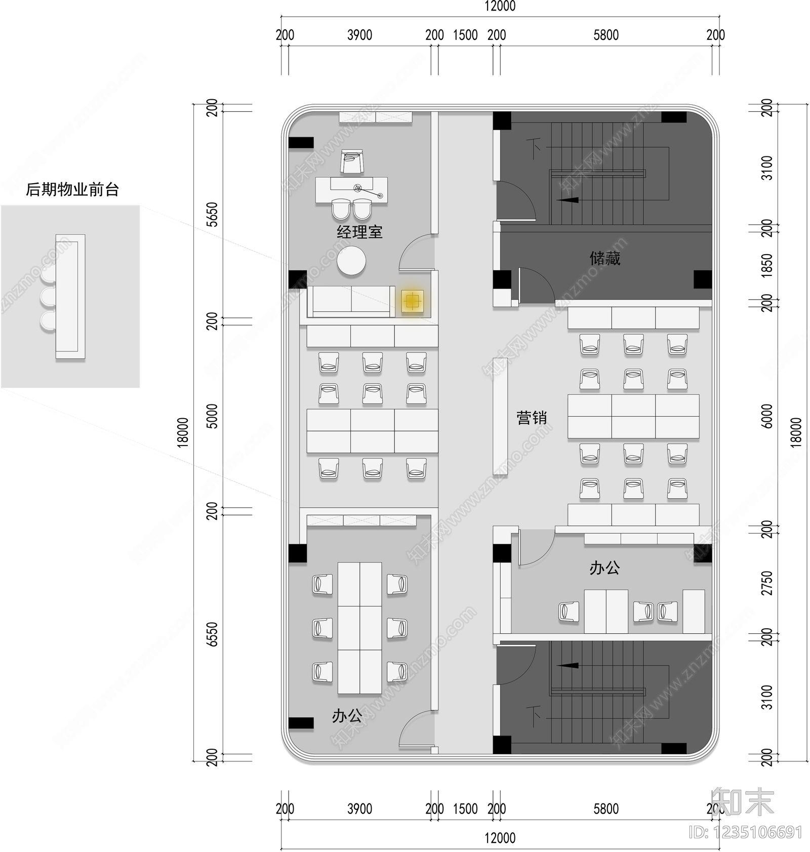 售楼处cad施工图下载【ID:1235106691】