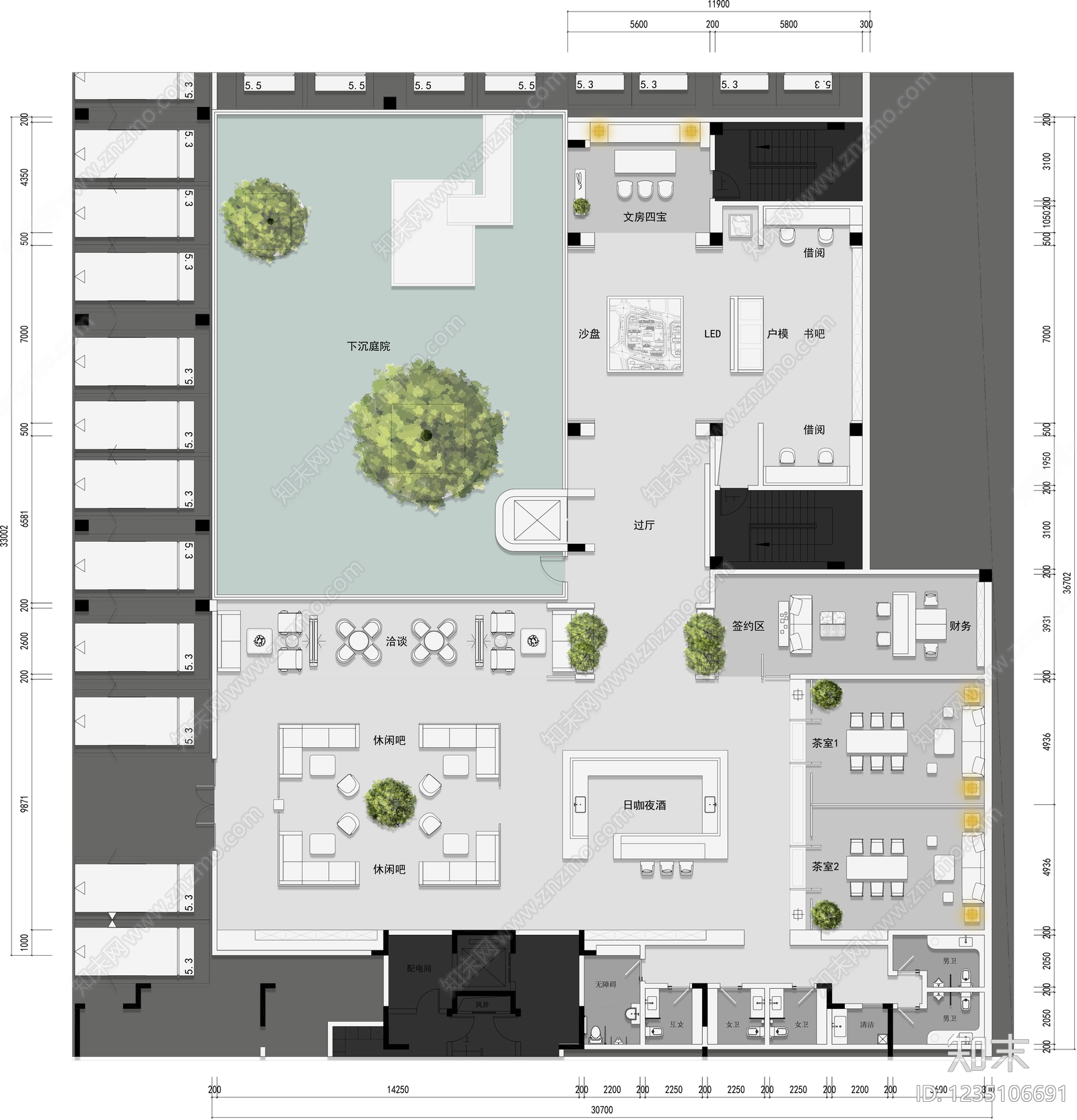 售楼处cad施工图下载【ID:1235106691】
