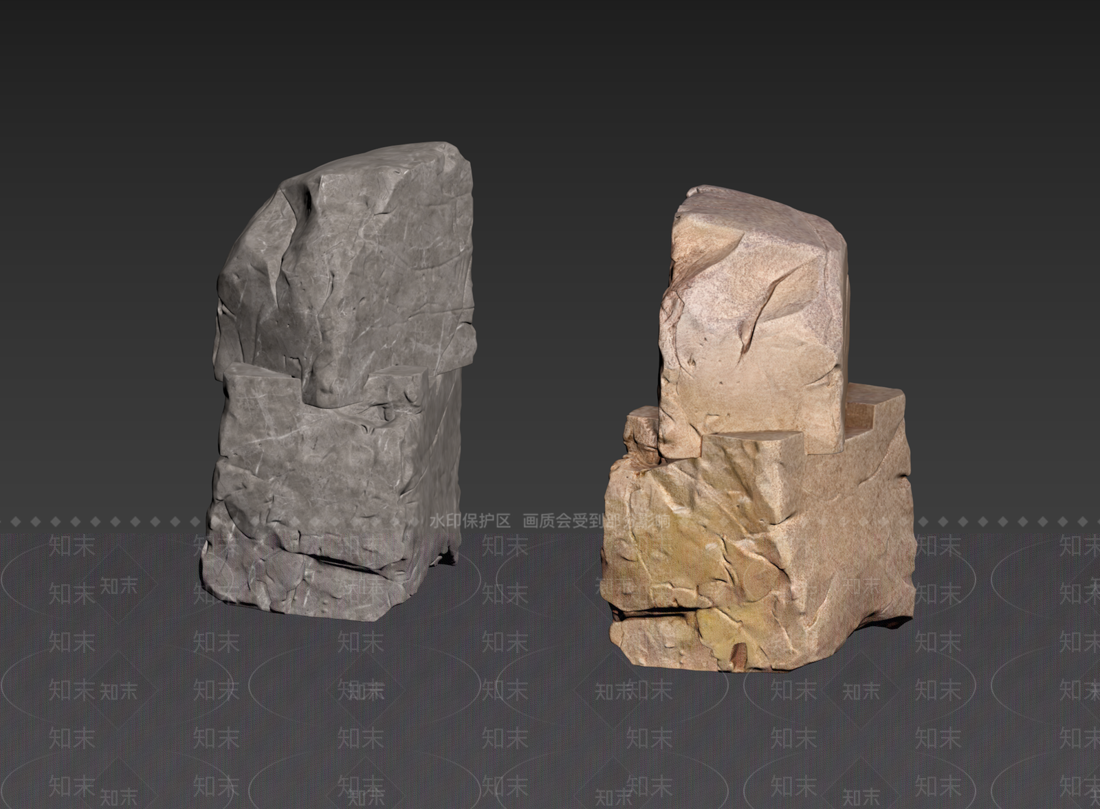 侘寂石头3D模型下载【ID:1235120184】