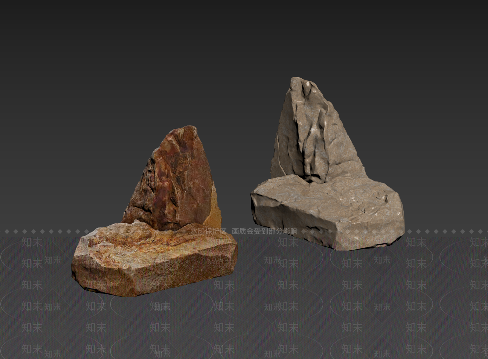 侘寂石头3D模型下载【ID:1235120249】