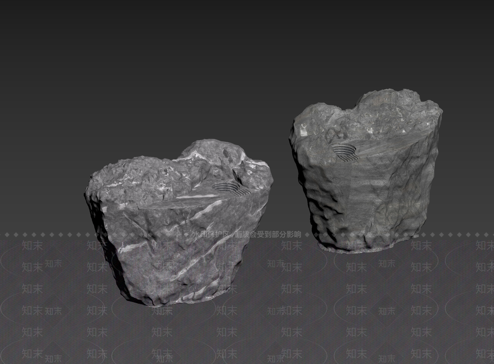 侘寂石头3D模型下载【ID:1235120423】