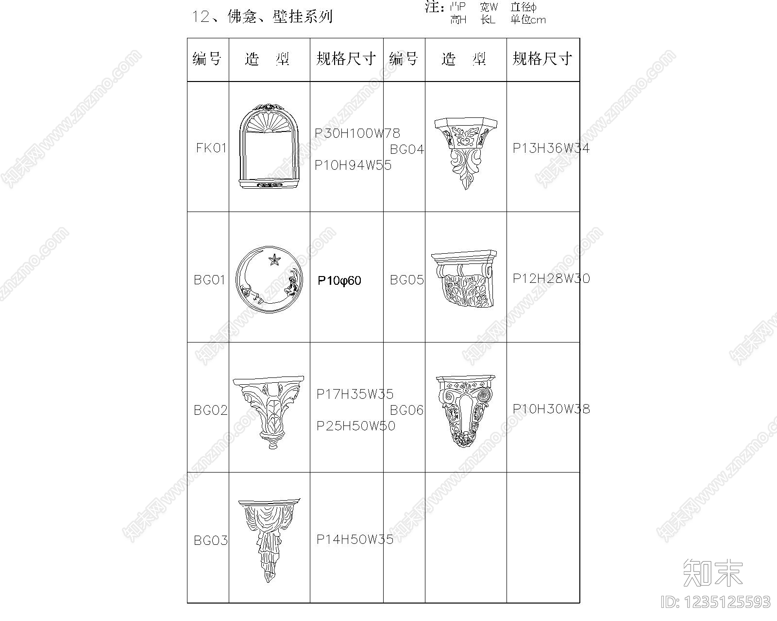 欧式佛龛佛像CAD图纸