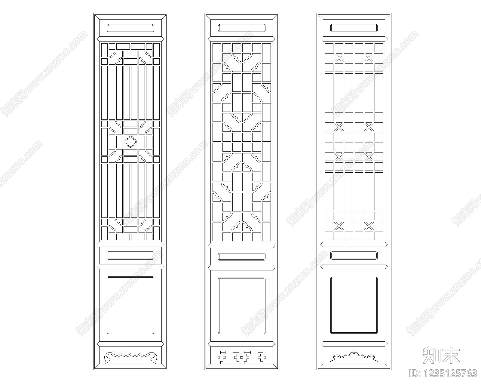 新中式屏风隔断CAD图纸