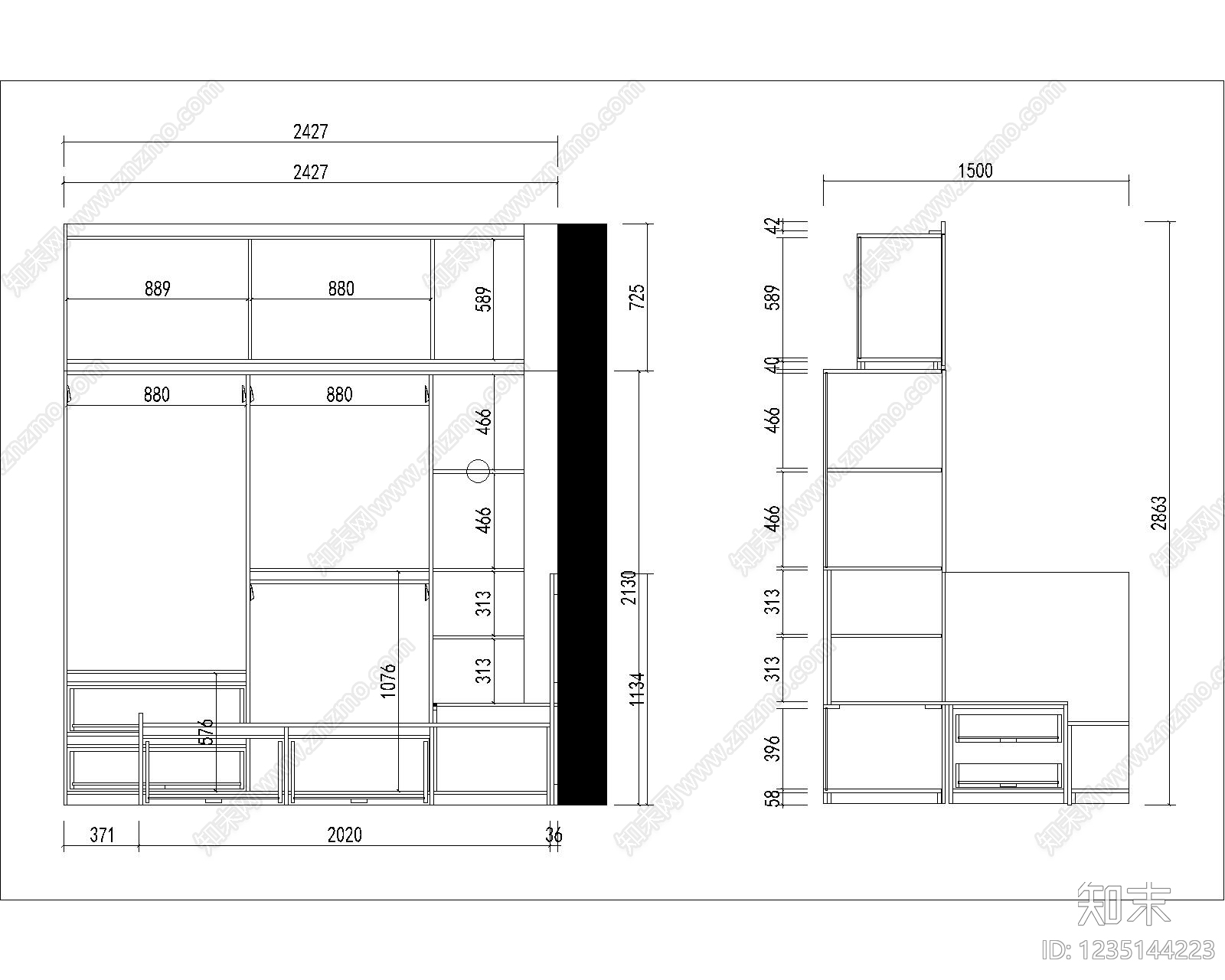 家具图库cad施工图下载【ID:1235144223】