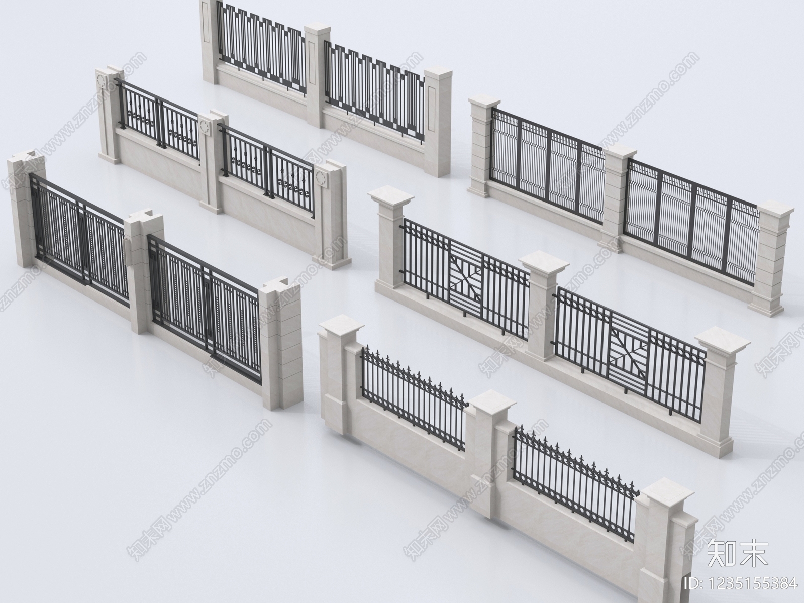 欧式栏杆3D模型下载【ID:1235155384】