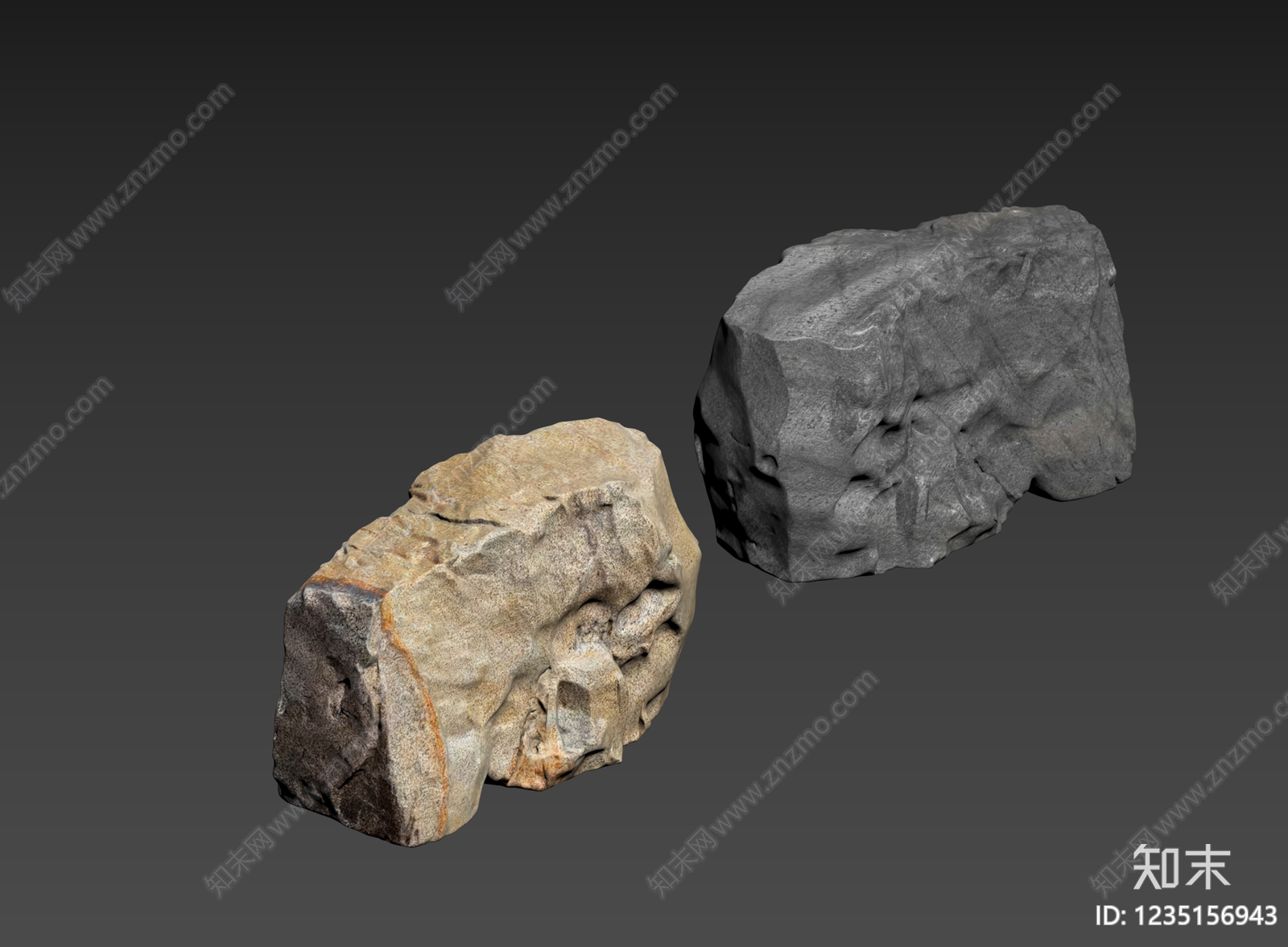 侘寂石头3D模型下载【ID:1235156943】