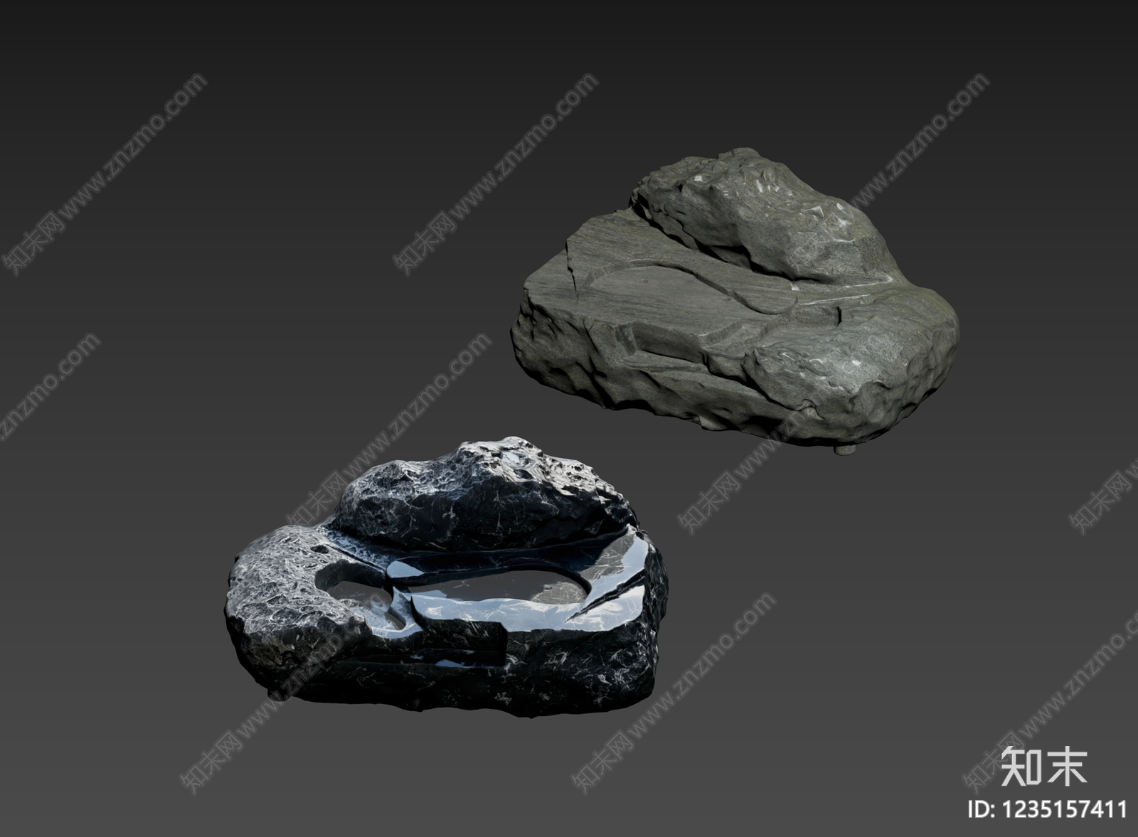 新中式石头3D模型下载【ID:1235157411】