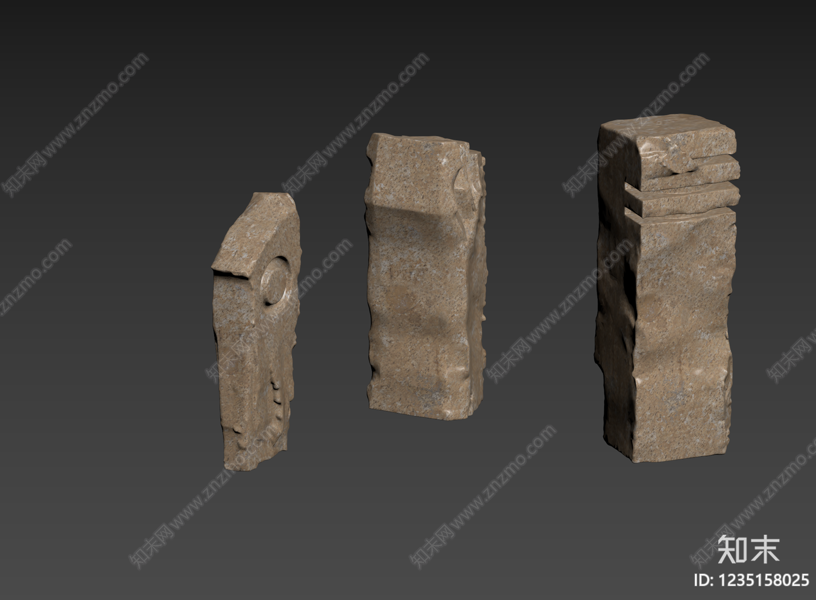 侘寂石头3D模型下载【ID:1235158025】