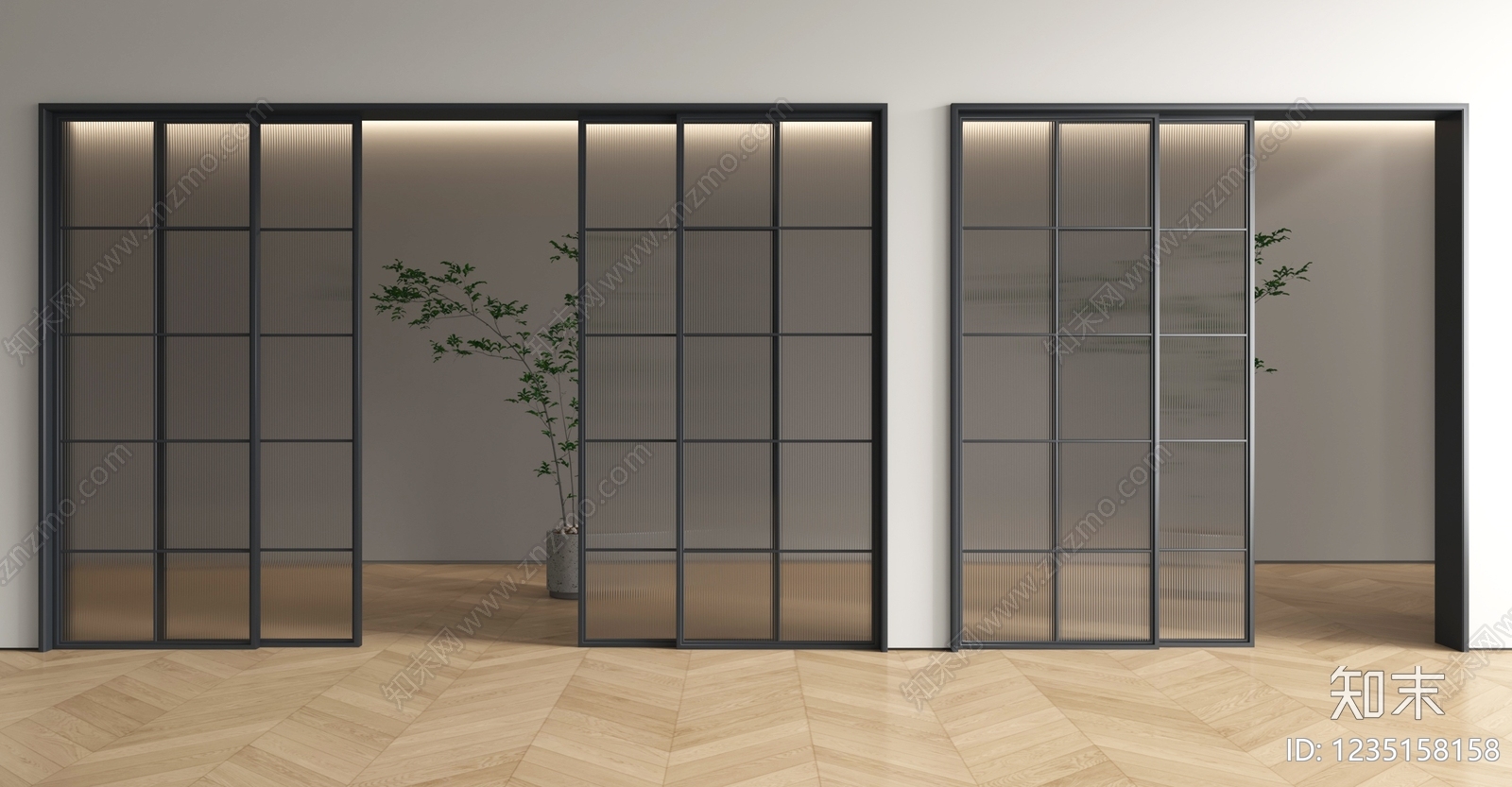 现代简约推拉门3D模型下载【ID:1235158158】