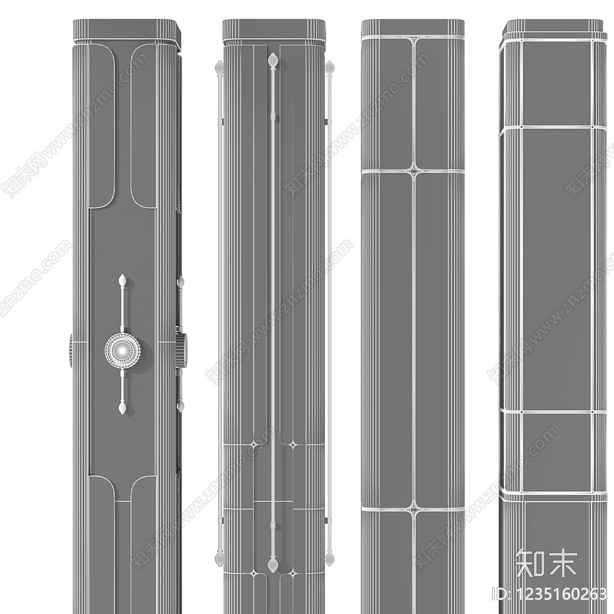 新中式柱子3D模型下载【ID:1235160263】