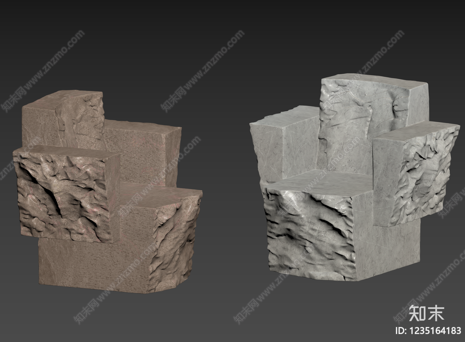 侘寂石头3D模型下载【ID:1235164183】