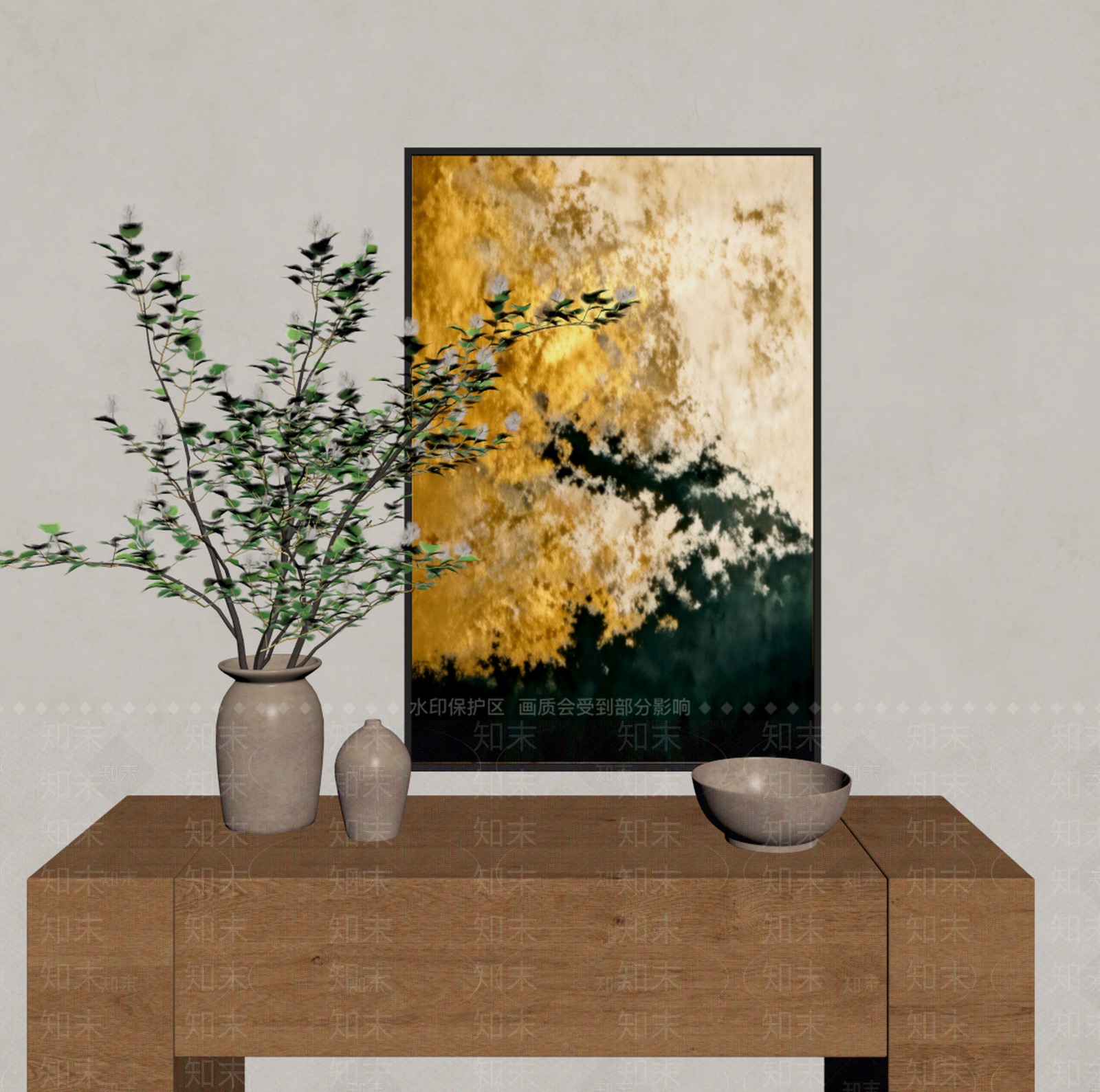现代简约抽象画SU模型下载【ID:1235165575】