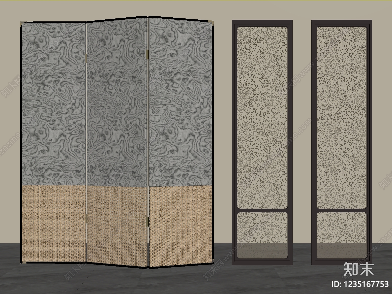 轻奢屏风3D模型下载【ID:1235167753】