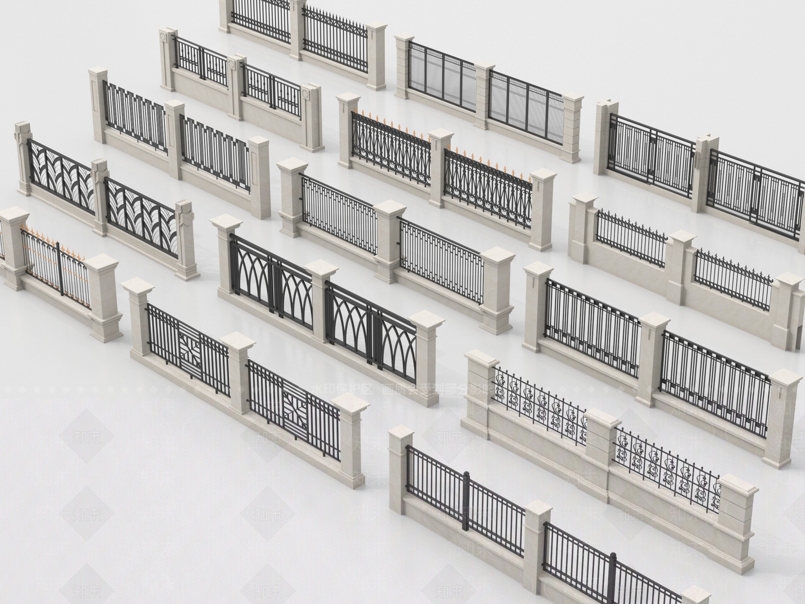 欧式栏杆3D模型下载【ID:1235167998】