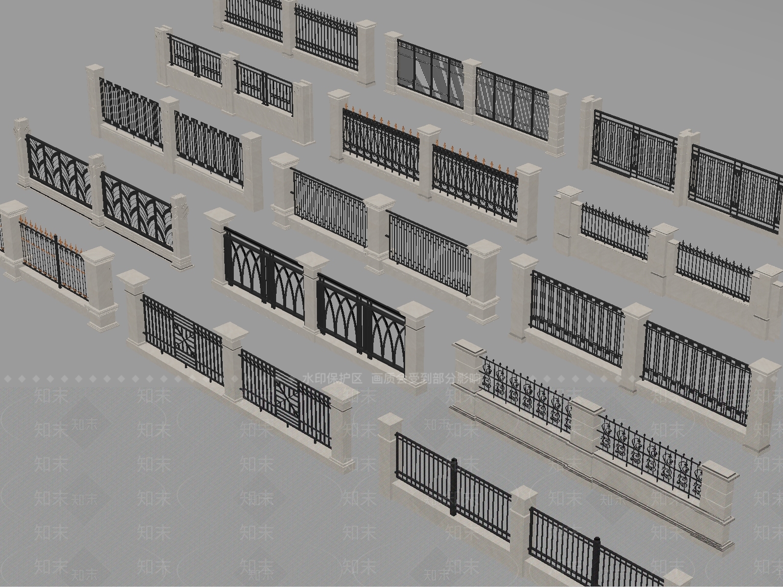 欧式栏杆3D模型下载【ID:1235167998】