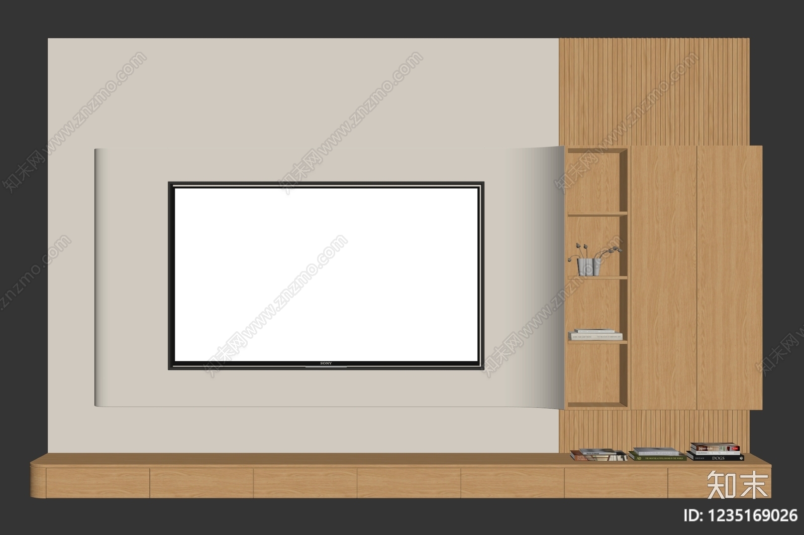 原木风电视背景墙3D模型下载【ID:1235169026】