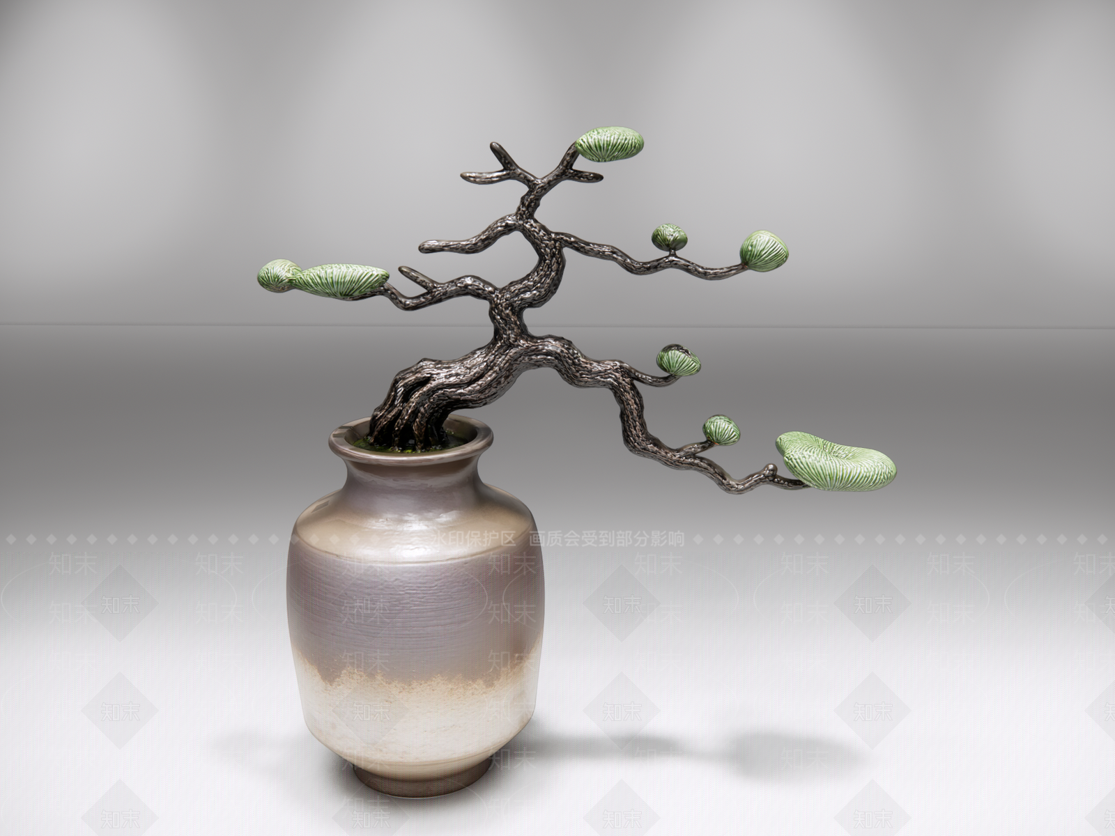 新中式绿植摆件SU模型下载【ID:1235169248】