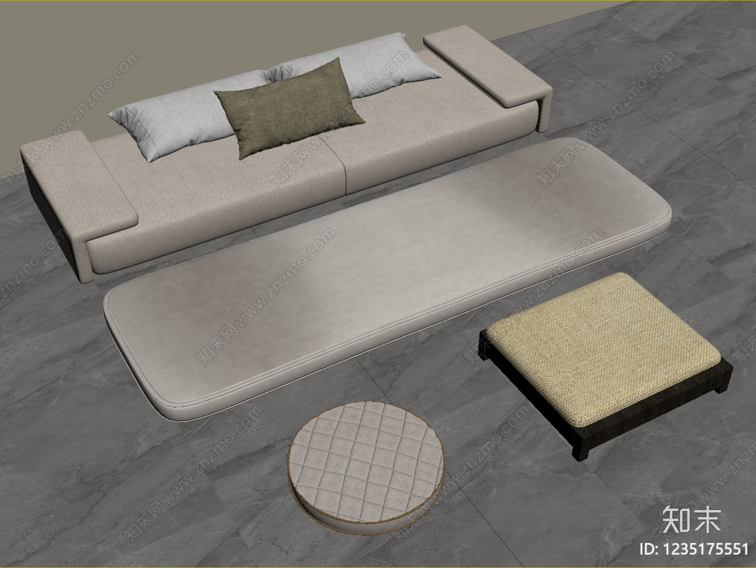 奶油风坐垫3D模型下载【ID:1235175551】