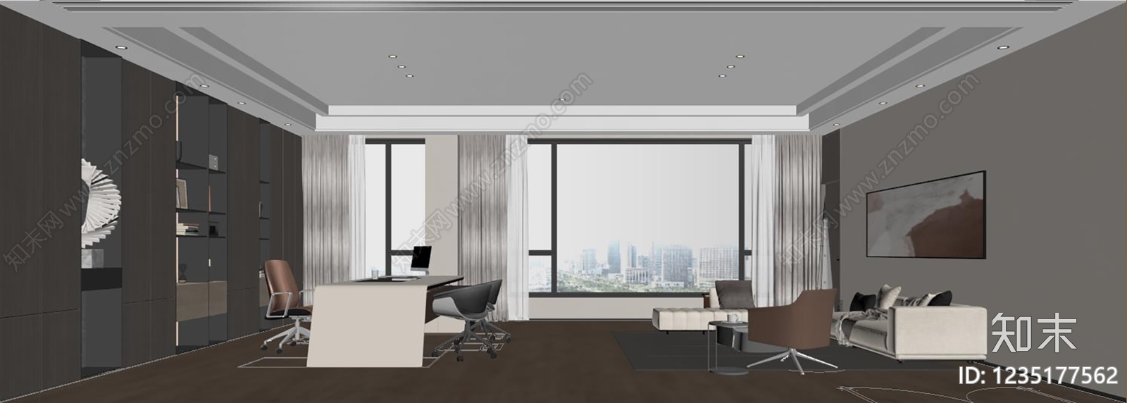 意式极简董事长办公室3D模型下载【ID:1235177562】
